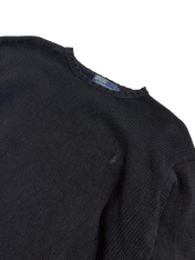 Fekete, kötött vintage pulóver kerek nyakkivágással, Polo by Ralph Lauren címkével