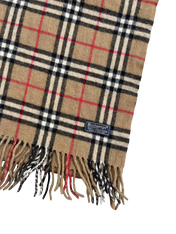 Barna-fekete kockás gyapjú sál rojtokkal, vintage streetwear stílusban