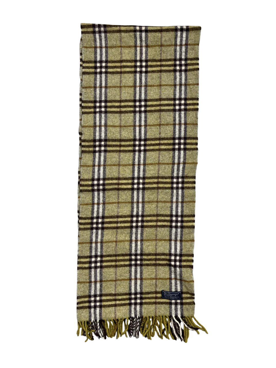 Zöld-fekete kockás vintage mintájú sál, rojtos széllel, utcai stílusban.