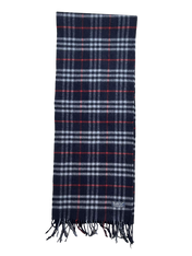 Kék, piros-fehér kockás vintage gyapjú sál rojtokkal, streetwear stílusban