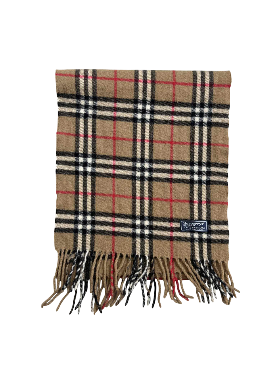 Barna kockás gyapjú vintage sál rojtokkal, designer streetwear kiegészítő