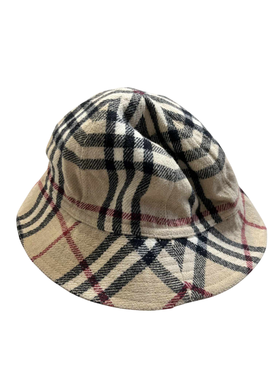 Vintage stílusú, bézs kockás mintás bucket hat streetwear divathoz