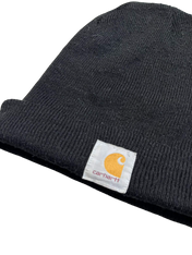 Fekete Carhartt streetwear kötött sapka logóval, prémium minőség, vintage stílus