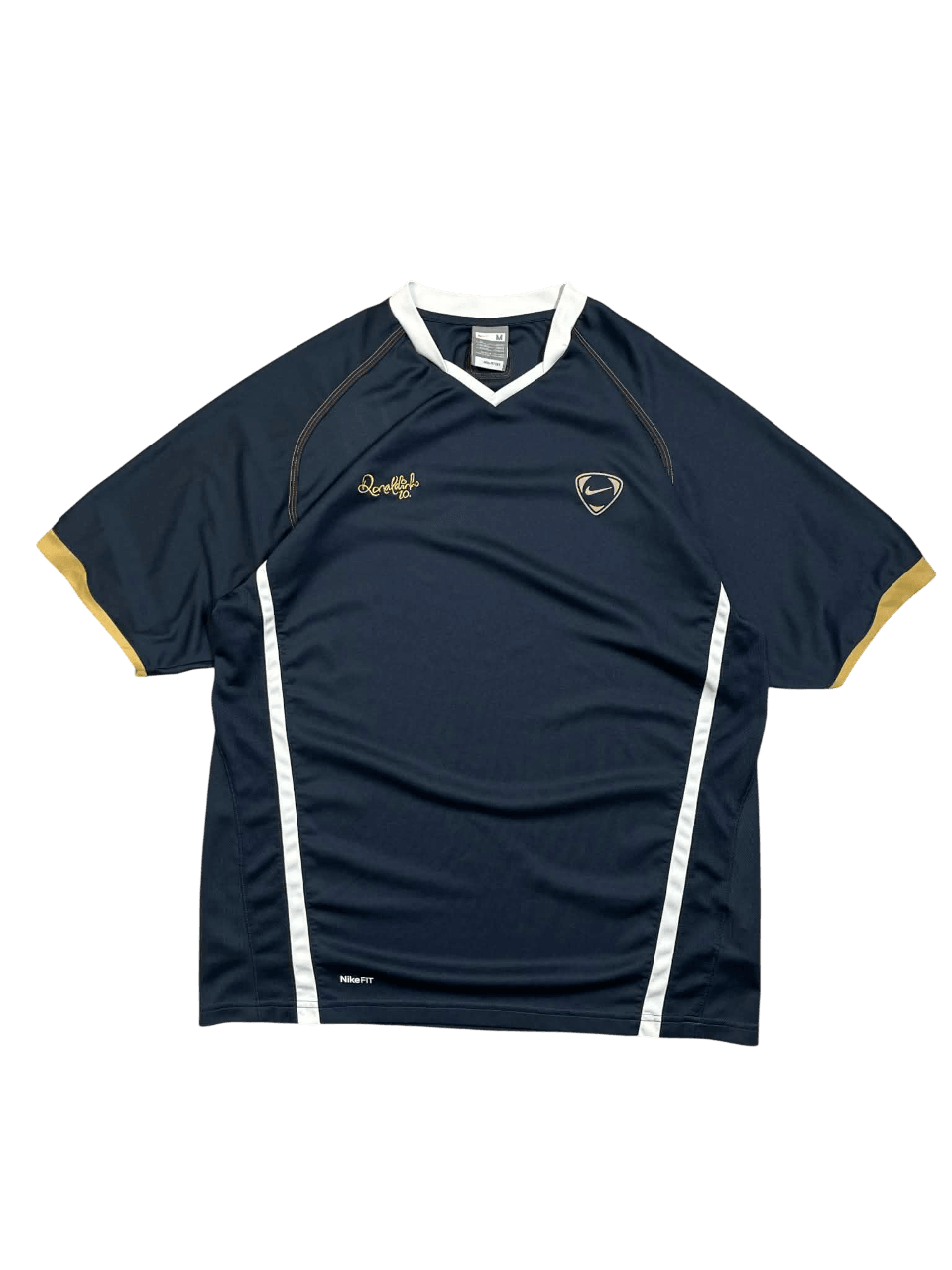 Fekete Nike vintage streetwear póló arany részletekkel, fehér gallérral