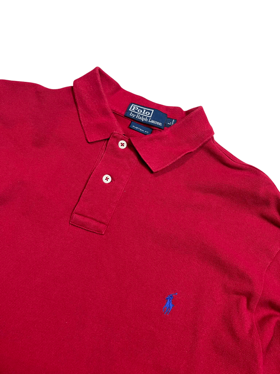 Vintage bordó Ralph Lauren póló gallérral, hímzett logóval, streetwear stílusban