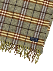 Barna-kockás vintage Burberry gyapjú sál rojtos szegéllyel