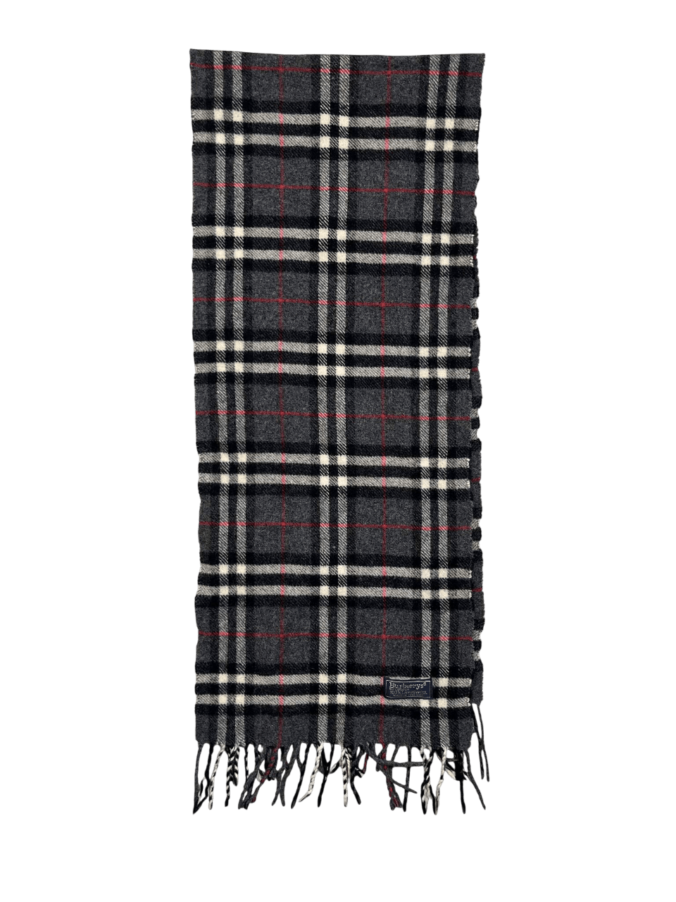 Fekete, fehér és piros kockás sál, rojtos széllel, vintage streetwear stílusban