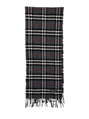 Fekete, fehér és piros kockás sál, rojtos széllel, vintage streetwear stílusban